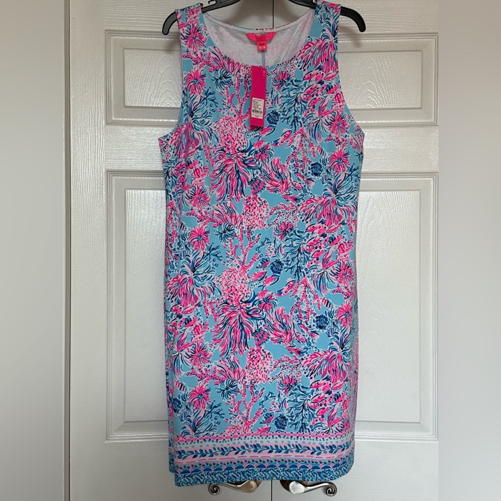 Lilly Pulitzer Larsen Shift Dress in Celestial Blue Seek And Sea.